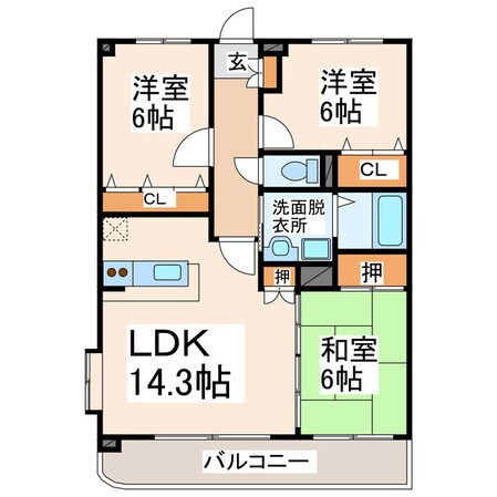 保田窪本町 徒歩3分 1階の物件間取画像